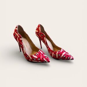 Christian Louboutin Red Graphic Print Pointed-Toe Pumps